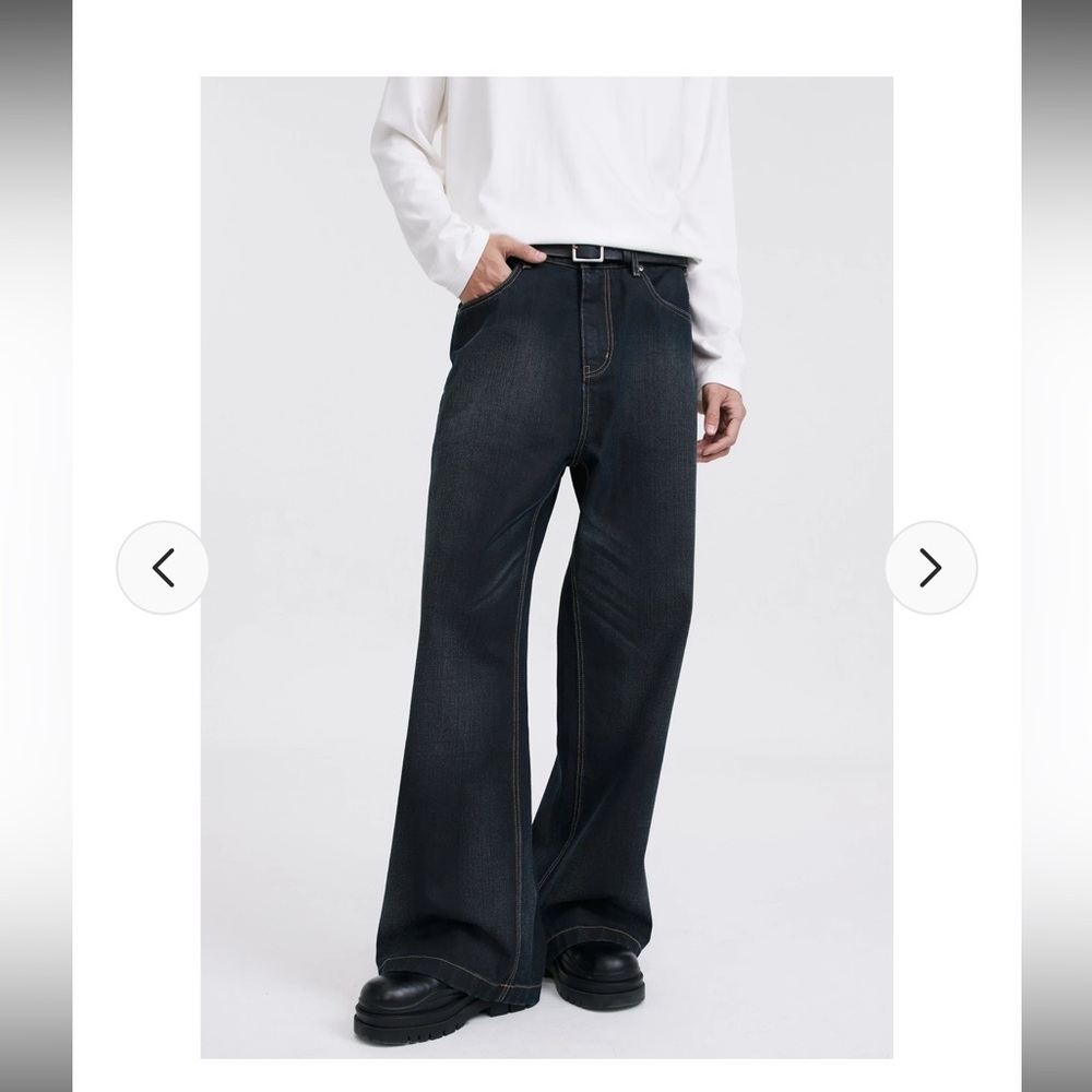 Men's Dark Denim Wide-Leg Jeans